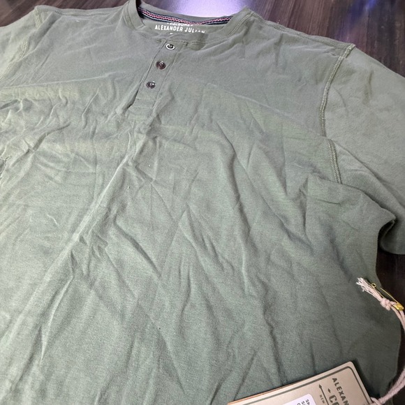 Alexander Julian Colours Mens XL Faded Grass Henley T-Shirt Organic Cotton - Picture 3 of 4